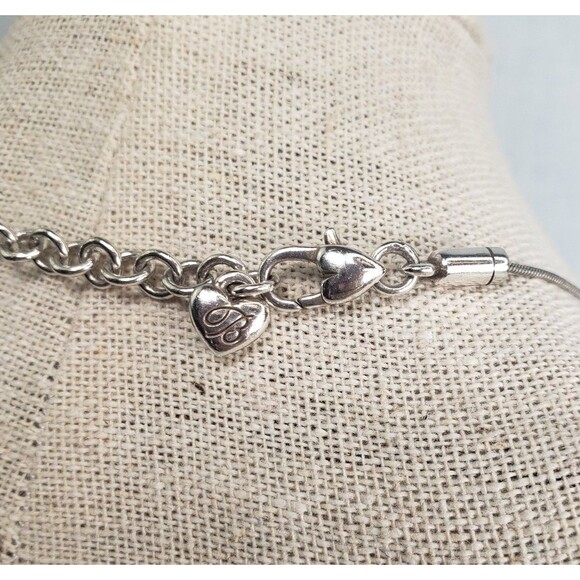 Brighton Silver Plated Swirl Circular Pendant Snake Chain Collar 17" Necklace - Picture 11 of 12